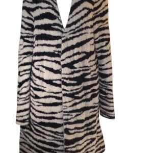 LOFT Black and White Striped Cardigan